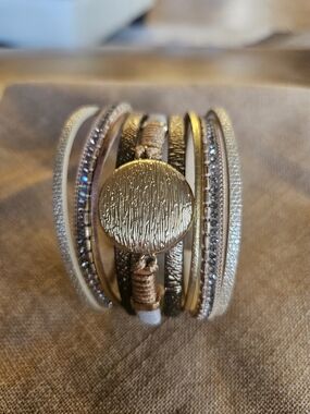 Multi-Row Gold and Champagne Women’s Wrap Bracelet